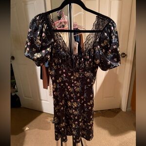 For Love And Lemons Black Floral Lace Dress